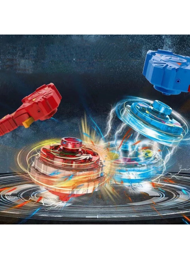 FAYET 2PCS Light-Up Battle Spinning Tops Set for Kids, Metal Burst Battling Gyros with Launchers, Alloy Combat Bey-Style Tops for Boys, Two-Player Battle Toy Gift (Red and Blue) - Image 5